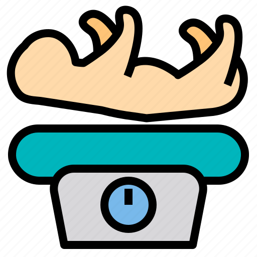 Baby, horizontal, hospital, indoors, nurse, scrubs, weight icon - Download on Iconfinder