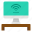 computer, desktop, screen, signal, wifi 