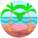 beach, hammock, nature, palm, summer, travel