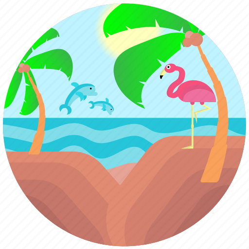 Beach, dolphin, flamingo, nature, summer, travel icon - Download on Iconfinder