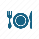 food, fork, kitchen, knife, plate, restaurant