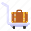 pushcart, hand trolley, hand truck, luggage cart, luggage trolley 