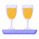 drinks serving, drink glasses, drinks tray, drinks, beverages