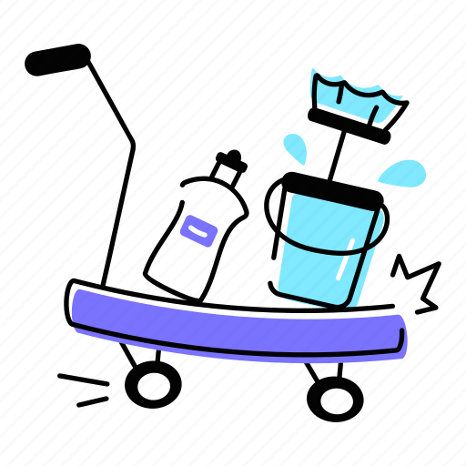 Cleaning service, cleaning trolley, cleaning cart, cleaning tools, hotel cleaning icon - Download on Iconfinder