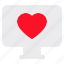 monitor, love, online, dating, like, heart 