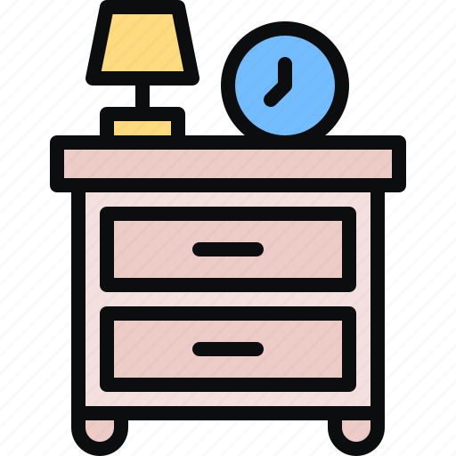Nightstand, drawers, lamp, furniture, light icon - Download on Iconfinder