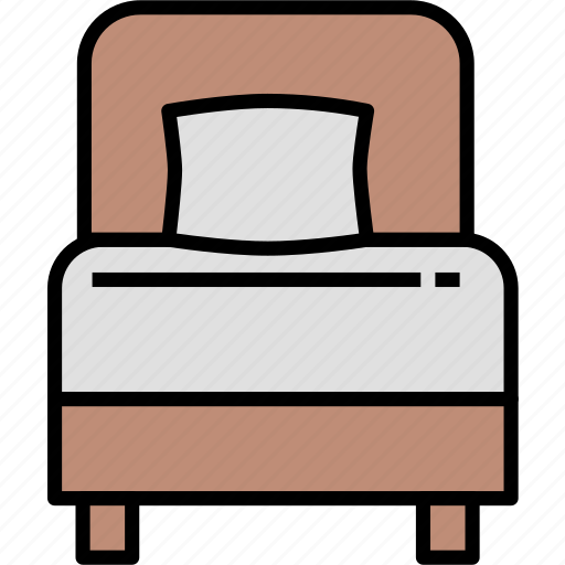 Single, bed, furniture, hotel, household, room, hostel icon - Download on Iconfinder