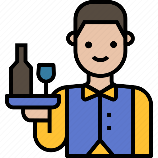 Service, staff, alcohol, drink, hotel, serve, waiter icon - Download on Iconfinder