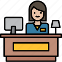 reception, front, information, receptionist, woman, costumer, service, check, in
