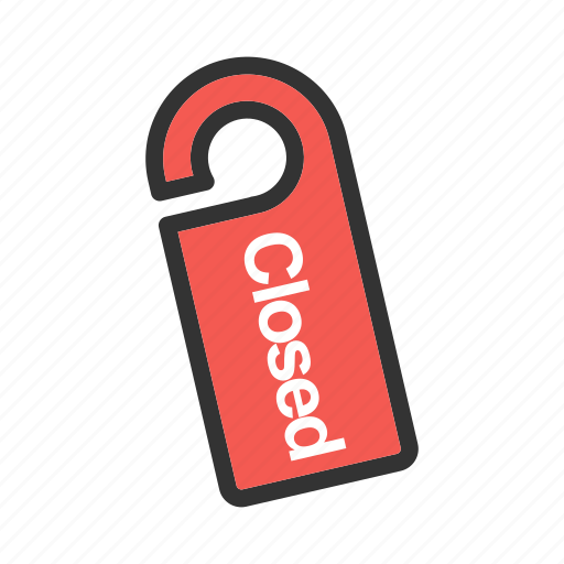 Closed, door, hanging, red, sign, store, tag icon - Download on Iconfinder