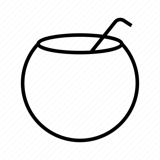 Coconut, straw, drinking, fruit, organic icon - Download on Iconfinder