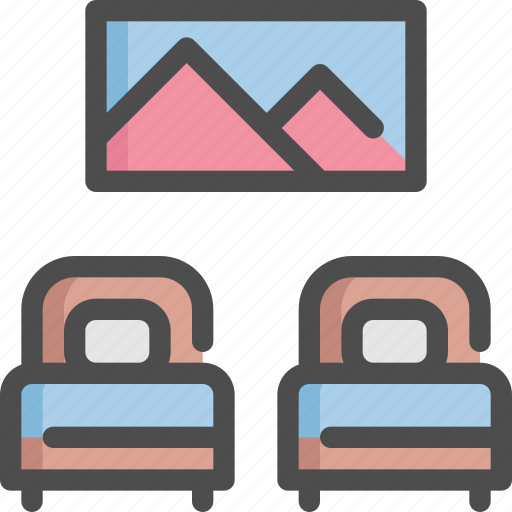Bed, double, holiday, hotel, service, travel, twin icon - Download on Iconfinder