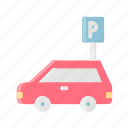 car, parki, parking, room, sign, transport, vehicle