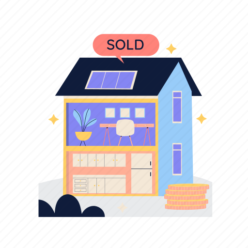 House, sold, illustration, home, property, building, architecture illustration - Download on Iconfinder