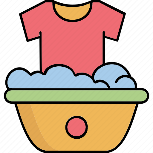 Cleaning clothes, clothes tub, housework, laundry, washing clothes icon - Download on Iconfinder