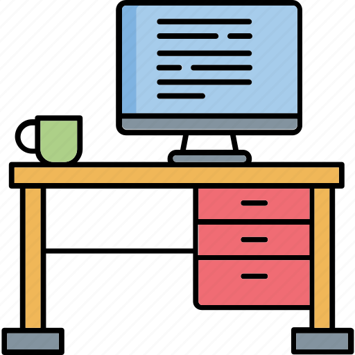 Computer table, workstation, cupboard, dresser, office table icon - Download on Iconfinder