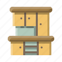 cabinet, cupboard, dish, furniture, sideboard 