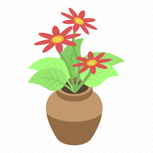 Cartoon, floral, flower, houseplant, isometric, red, wedding icon - Download on Iconfinder