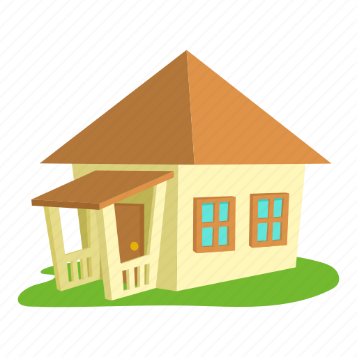 Building, bungalow, cartoon, door, front, home, roof icon - Download on Iconfinder