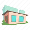 building, cartoon, exterior, front, home, roof, small house