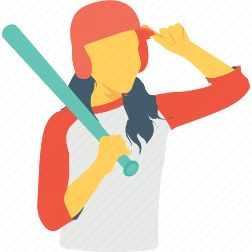 Baseball, bat, playing, sports women, women icon - Download on Iconfinder