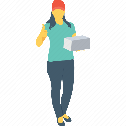 Courier, delivery girl, delivery service, logistics, parcel icon - Download on Iconfinder