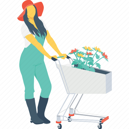Agriculture, farmer, female, gardener, trolley icon - Download on Iconfinder
