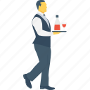 butler, drink serving, food server, waiter, wine