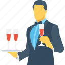 butler, drink serving, food server, waiter, wine