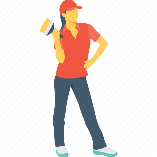 Girl, house painter, labour, painter, worker icon - Download on Iconfinder