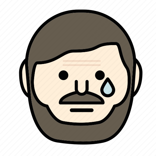 Beard, emoji, face, man, mustache, sad icon - Download on Iconfinder