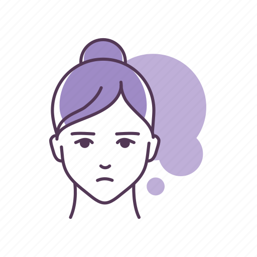 Boredom, emoji, emotion, face, feeling, female, girl icon - Download on Iconfinder