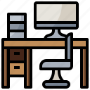 chair, desk, furniture, household, office, studio, table