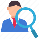 recruiting, search, magnifying glass, human resources, business, management, job