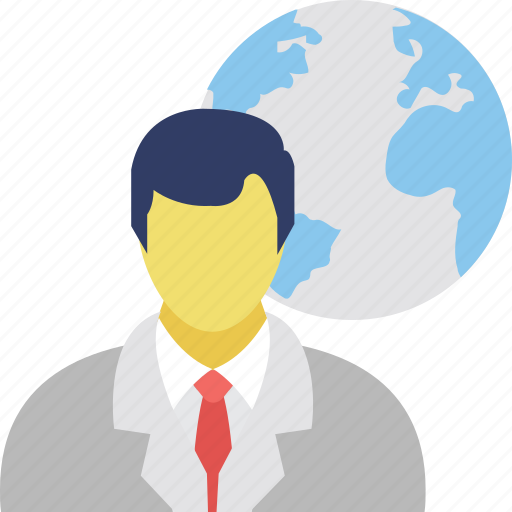 Global businessperson, global man, global person, globalization, globe with man icon - Download on Iconfinder