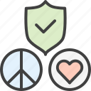 love, peace, protection, safety, security