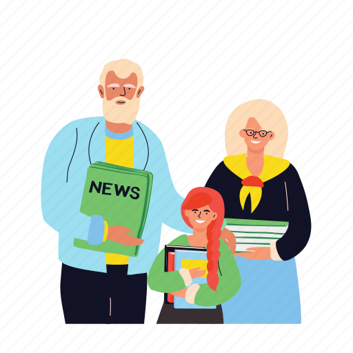 Different, generations, news, family, book, lovers, eps illustration - Download on Iconfinder