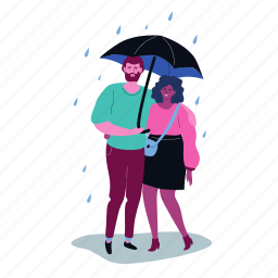 rain, bad, weather, together, lovers, umbrella, love 