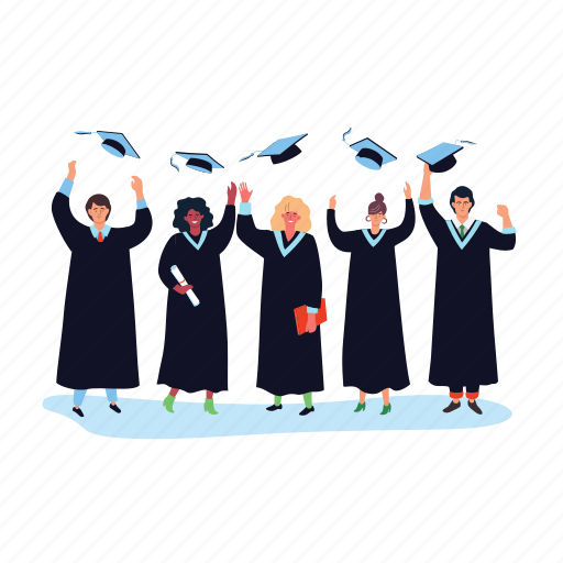 Graduates, university, gown, official, education, learning, study illustration - Download on Iconfinder
