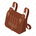 hunting, leather, bag, isometric