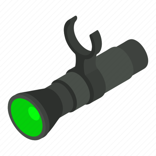 Hunting, rifle, flashlight, isometric icon - Download on Iconfinder