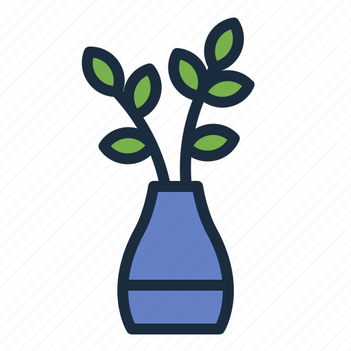 Vase, leaves, plant, potted, hygge icon - Download on Iconfinder