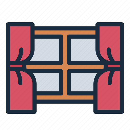 Window, curtain, interior, decor, home, open, hygge icon - Download on Iconfinder