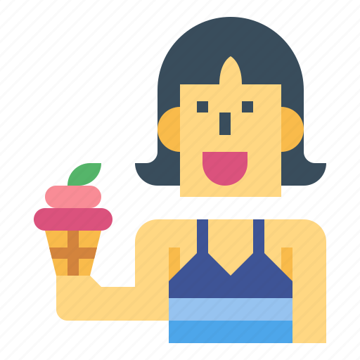 Eating, cone, woman, soft, serve, ice cream icon - Download on Iconfinder