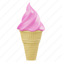 strawberry, ice, cone, ice cream cone, ice cream, dessert, sweet, food, summer