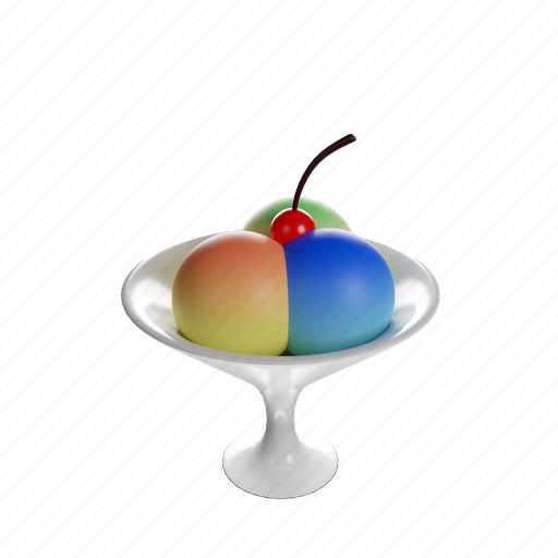 Ice, cream, on, glass, cold, sweet, dessert 3D illustration - Download on Iconfinder