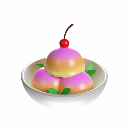 Triple, ice, cream, bowl, cold, sweet, dessert 3D illustration - Download on Iconfinder