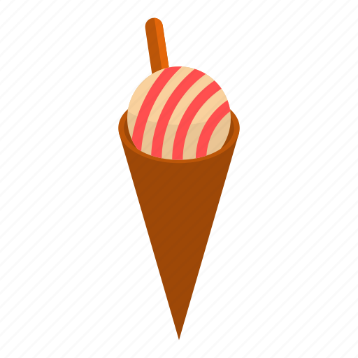 Cartoon, cone, cream, food, ice, isometric, retro icon - Download on Iconfinder