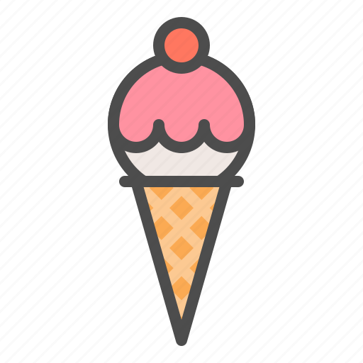 Cherry, ice cream, ice cream cone, icecream, strawberry, sweets icon - Download on Iconfinder