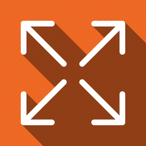 Expand, fullscreen, arrows, direction, long shadow icon - Download on Iconfinder
